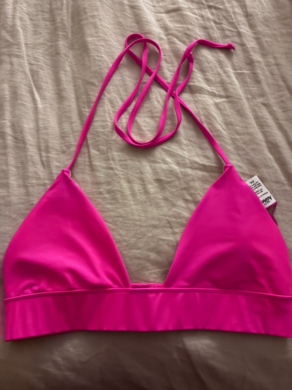 Hot pink triangle bikini top